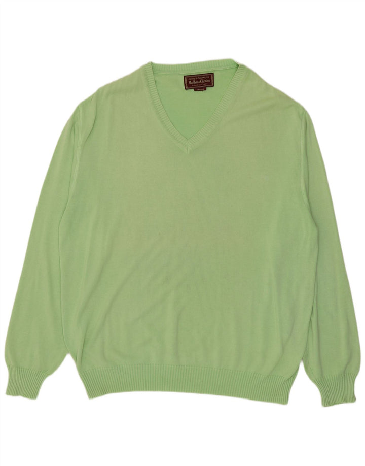 Marlboro Classics Herre V-hals sweater XL Grøn Bomuld