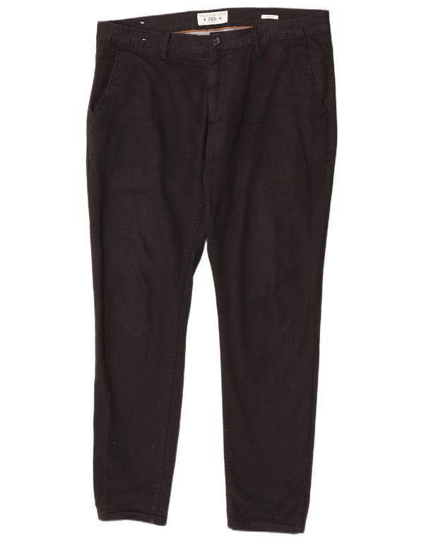 Zara Herre Slim Fit Chino Bukser EU 46 XL W36 L32 Sort Bomuld