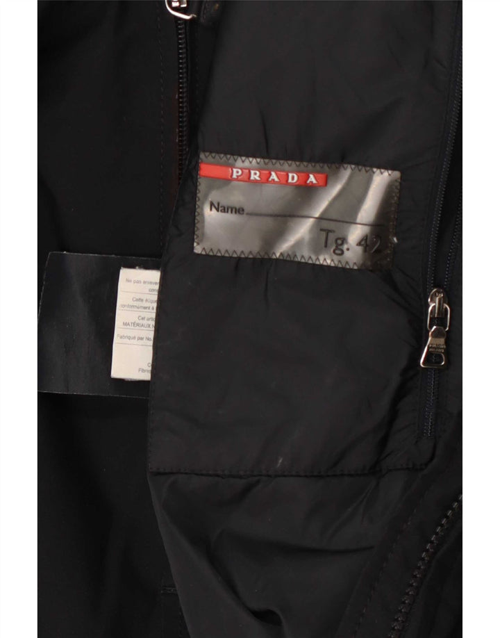 Prada Polstret Frakke IT 42 Medium Sort Polyester