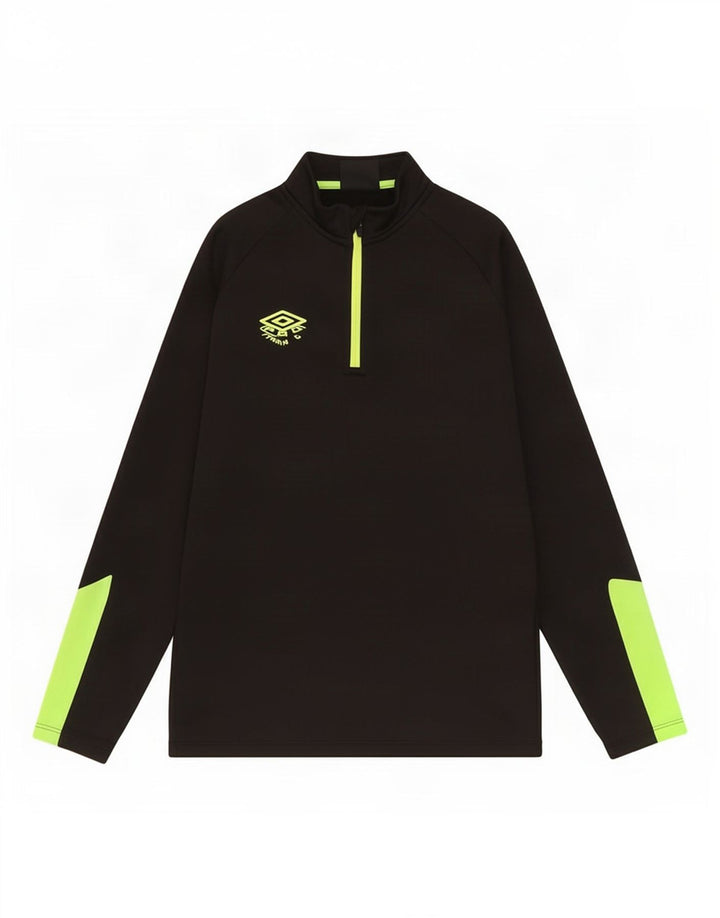 Umbro Boys Zip Neck Top Langærmet 9-10 År Medium Sort Colourblock