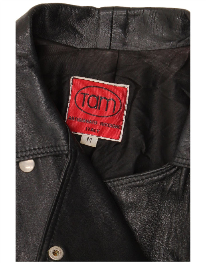 Vintage dame bikerjakke i læder UK 14 Medium Sort