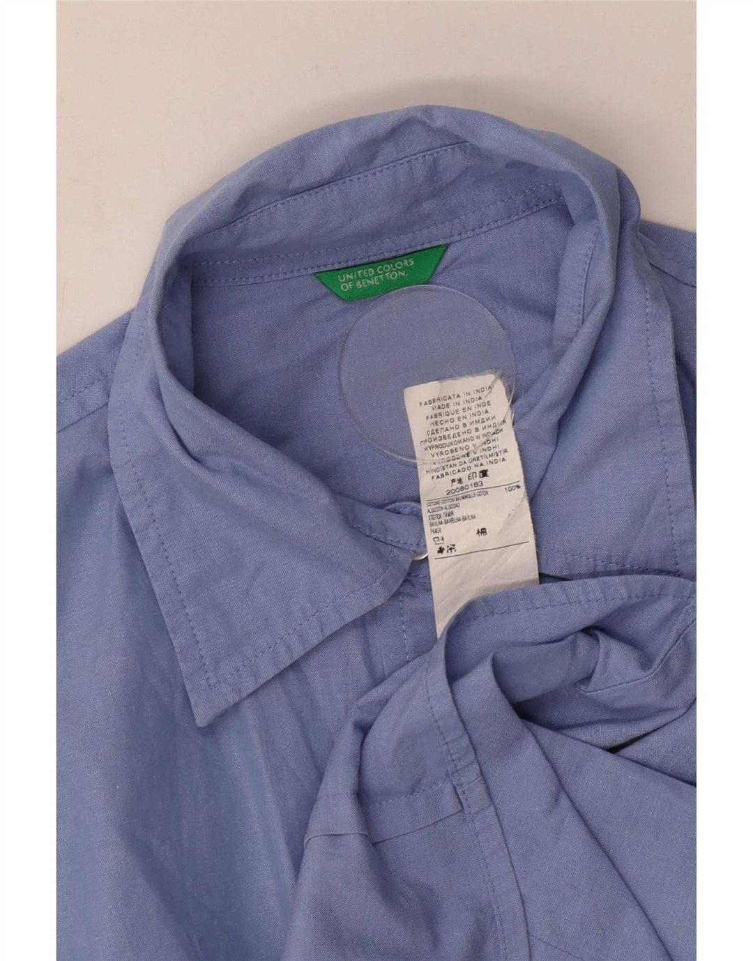 Benetton Dameskjorte UK 10 Lille Blå Bomuld