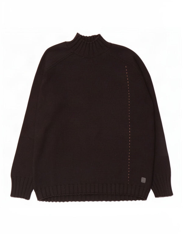Trussardi Jeans Herre Turtle Neck Jumper Sweater Stor Sort Uld