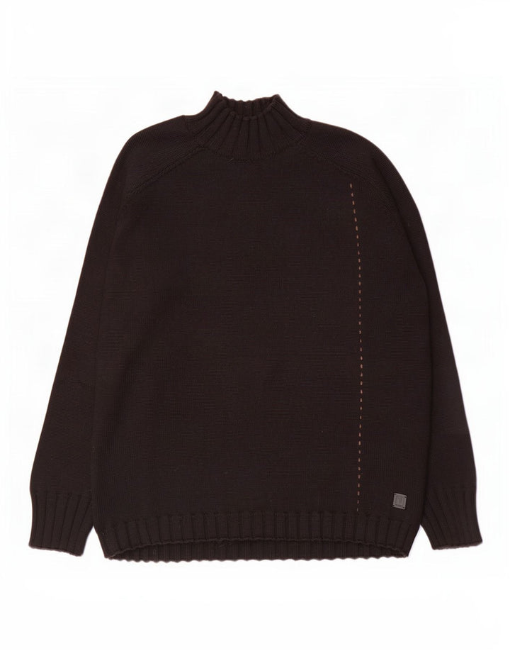 Trussardi Jeans Herre Turtle Neck Jumper Sweater Stor Sort Uld