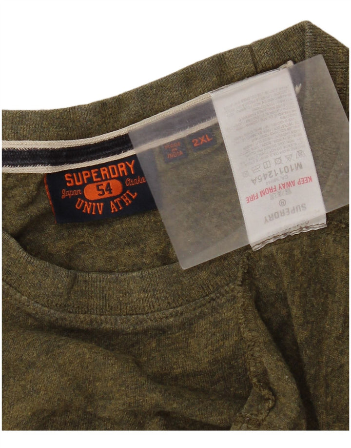 Superdry T-shirt top til mænd 2XL Khaki stribet bomuld