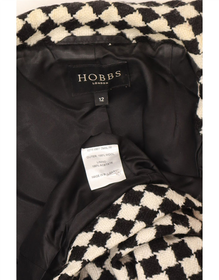 Hobbs Bolero-jakke med 3/4 ærmer til kvinder UK 12 Medium Sort geometrisk uld