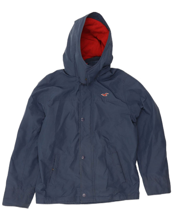 Hollister Mens Hooded Windbreaker Jacket UK 40 Large Navy Blue Polyester