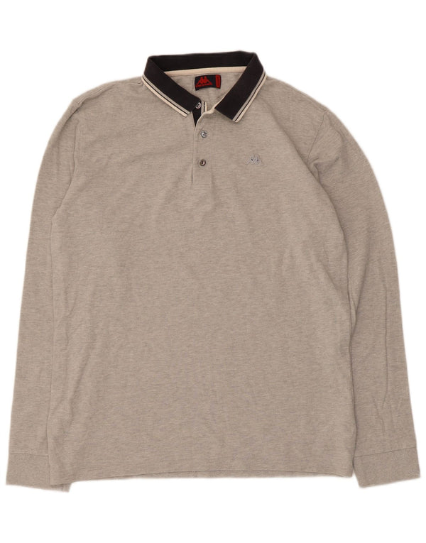 Kappa Langærmet Polo Shirt til mænd 2XL Grå Flecked Bomuld