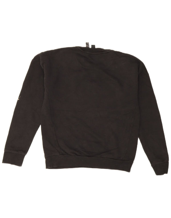 Adidas Dame Grafisk Oversized Sweatshirt Jumper UK 4/6 XS Sort Bomuld