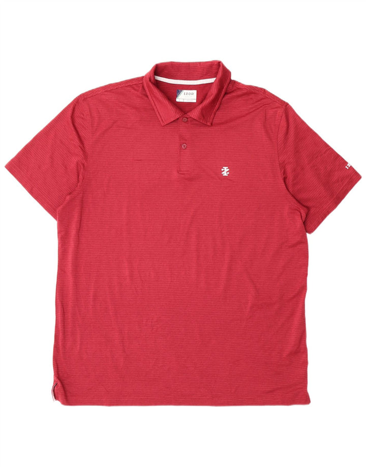 Izod Herre Golf Polo Shirt Stor rødstribet polyester
