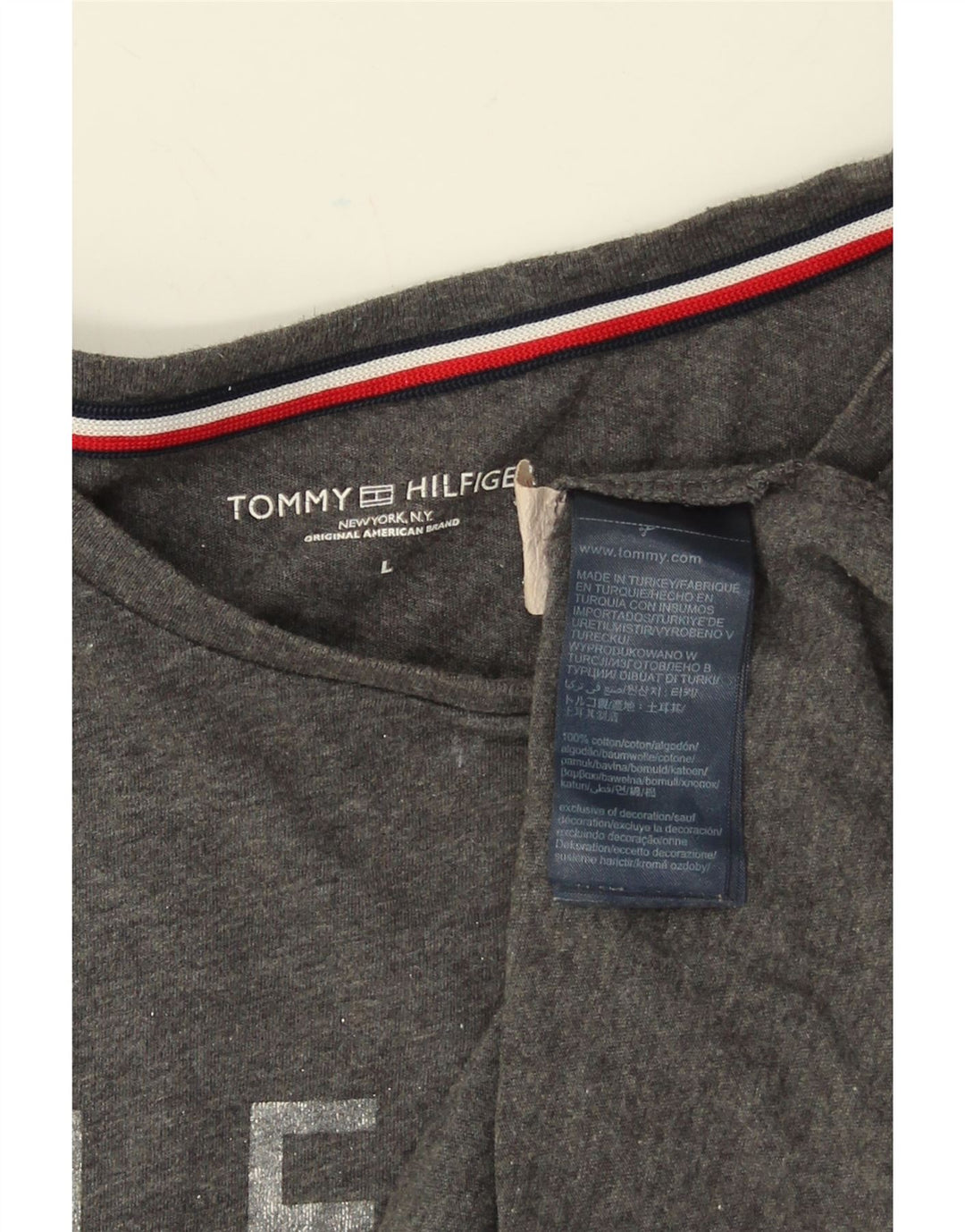 Tommy Hilfiger Herre Grafisk T-Shirt Top Stor Grå Bomuld