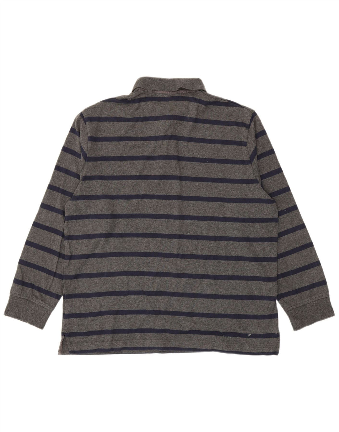 Marks & Spencer Langærmet poloshirt til mænd, stor gråstribet bomuld