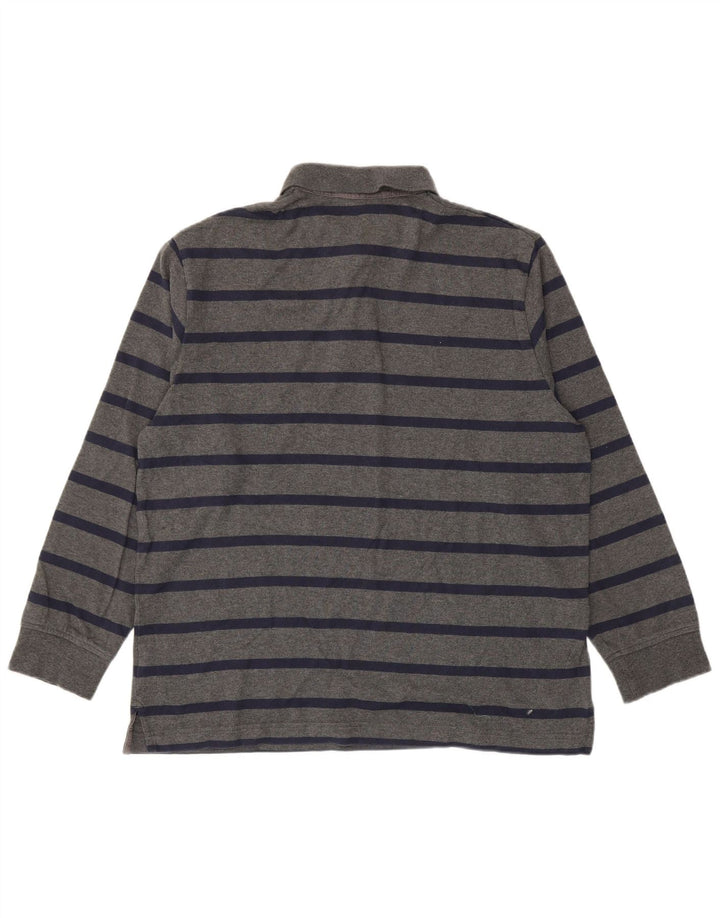 Marks & Spencer Langærmet poloshirt til mænd, stor gråstribet bomuld