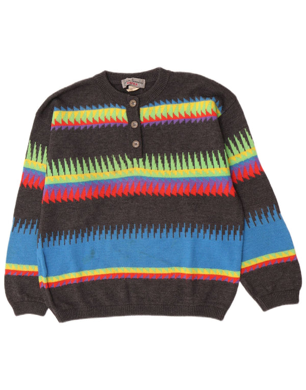 Kafka Dame Loose Fit Jumper Sweater UK 10 Små grå stribet