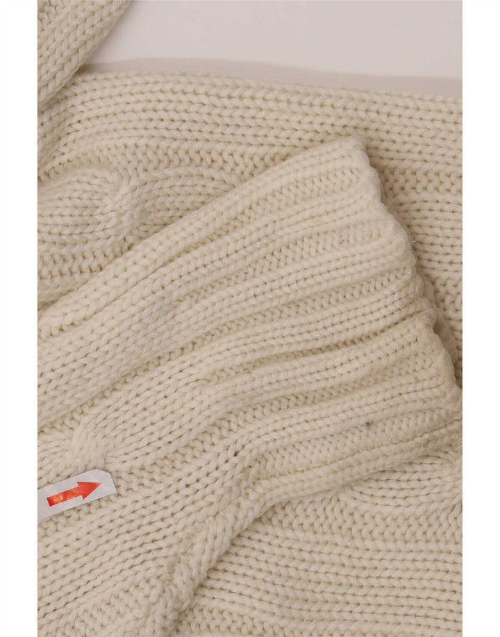 Vintage herre V-hals sweater mellem hvid stribet akryl