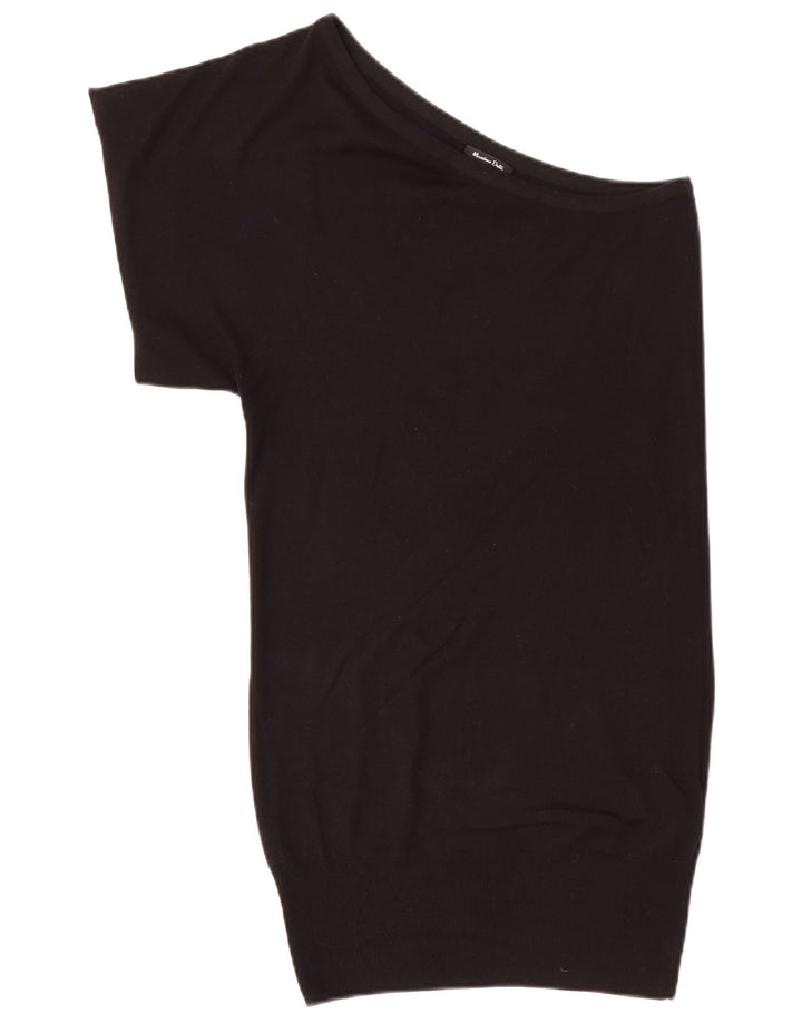 Massimo Dutti Dame One Shoulder Jumper Kjole UK 12 Medium Sort Silke