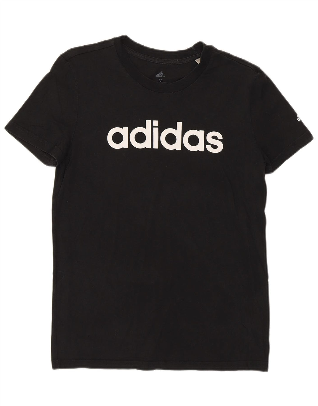 ADIDAS Grafisk T-shirt top til kvinder UK 12/14 Medium Sort bomuld