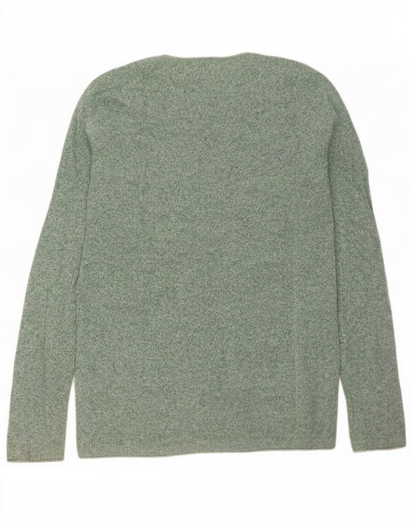 Zara Herre Boat Neck Jumper Sweater Large Grøn Flecked