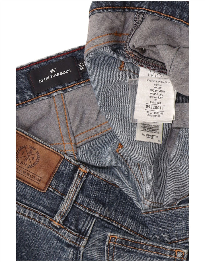 Marks & Spencer Herre Blue Harbor Straight Jeans W40 L33 Blå Bomuld