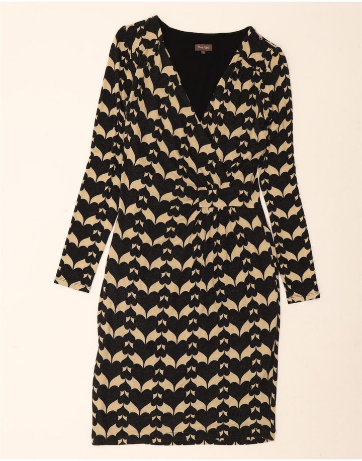 Phase Eight Dame Langærmet Skede Kjole UK 12 Medium Sort Geometrisk