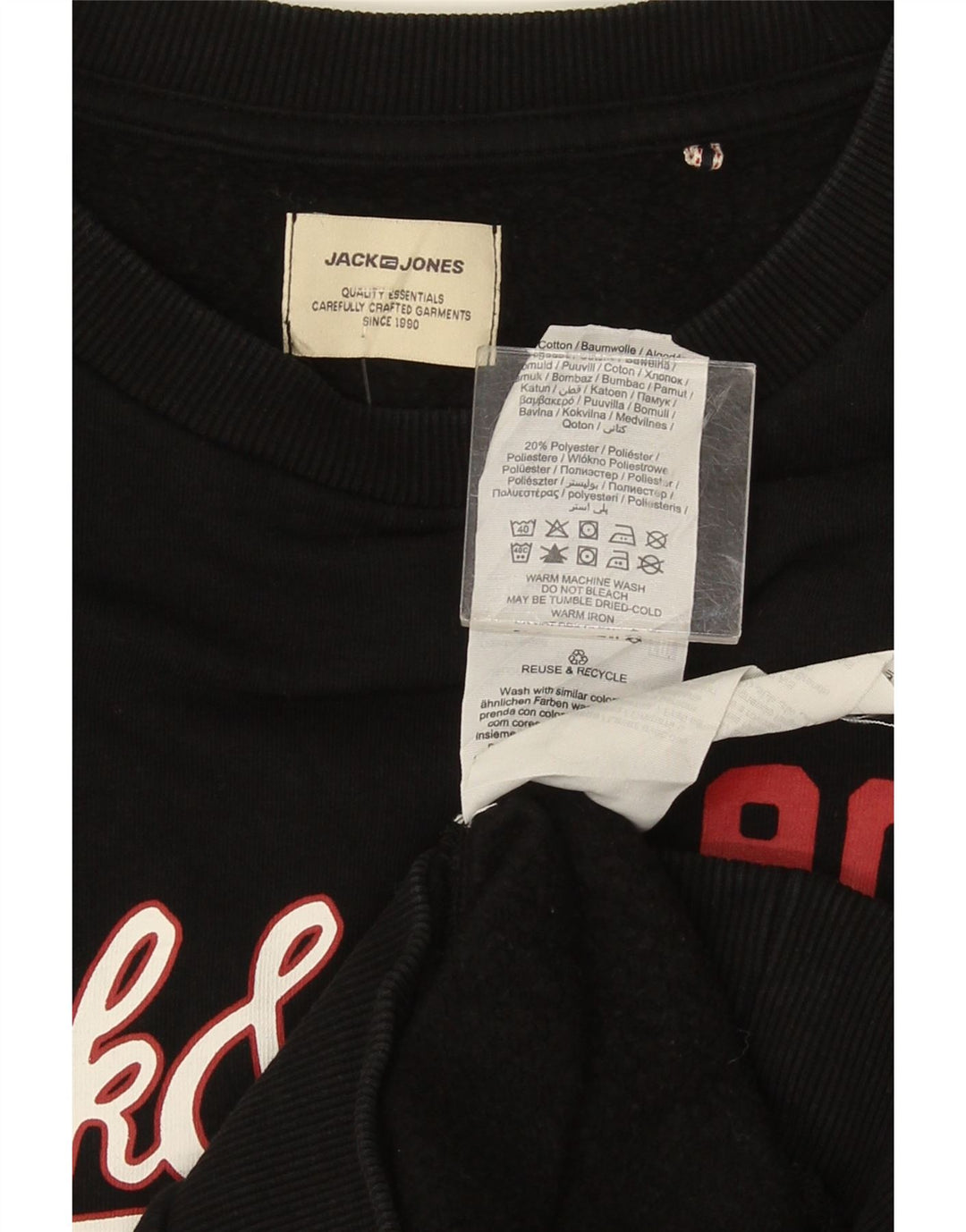 Jack & Jones grafisk sweatshirt til mænd, stor sort bomuld