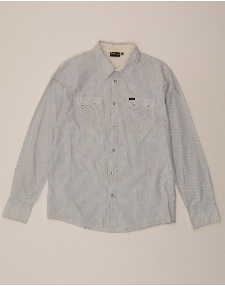 LEE Mens Shirt 2XL Blue Pinstripe Cotton Vintage Lee and Second-Hand Lee from Messina Hembry 