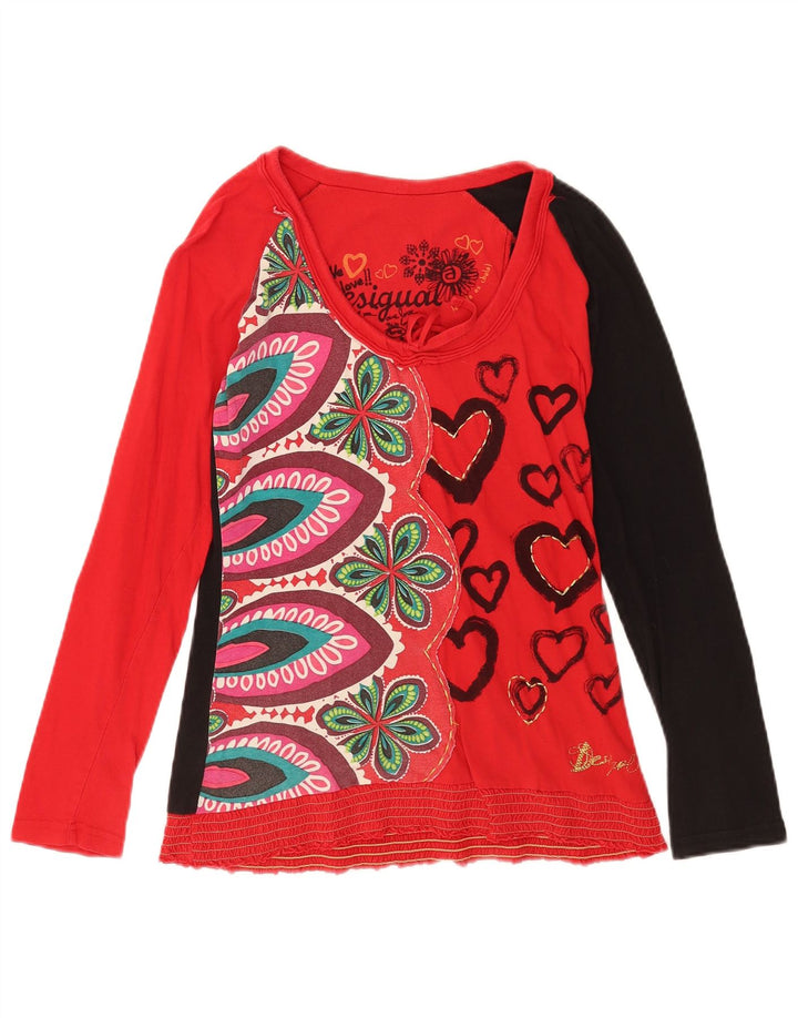 Desigual Dame Grafisk Top Langærmet UK 12 Medium Red Floral