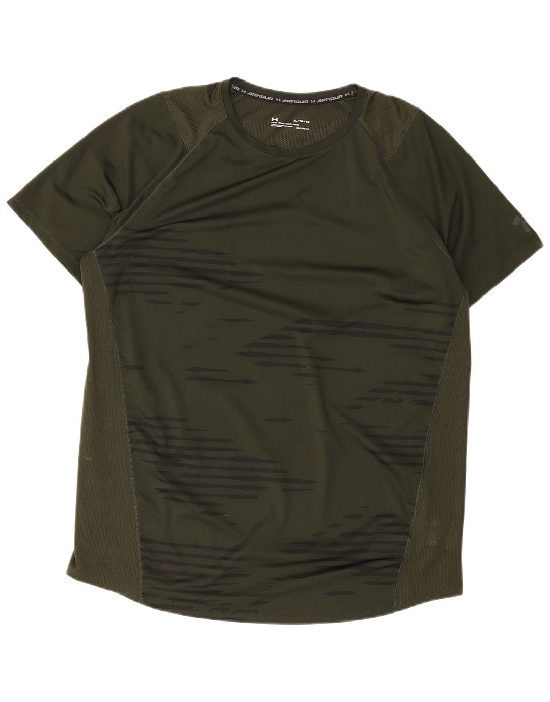 Under Armour Herre T-Shirt Top XL Grøn Stribet Polyester