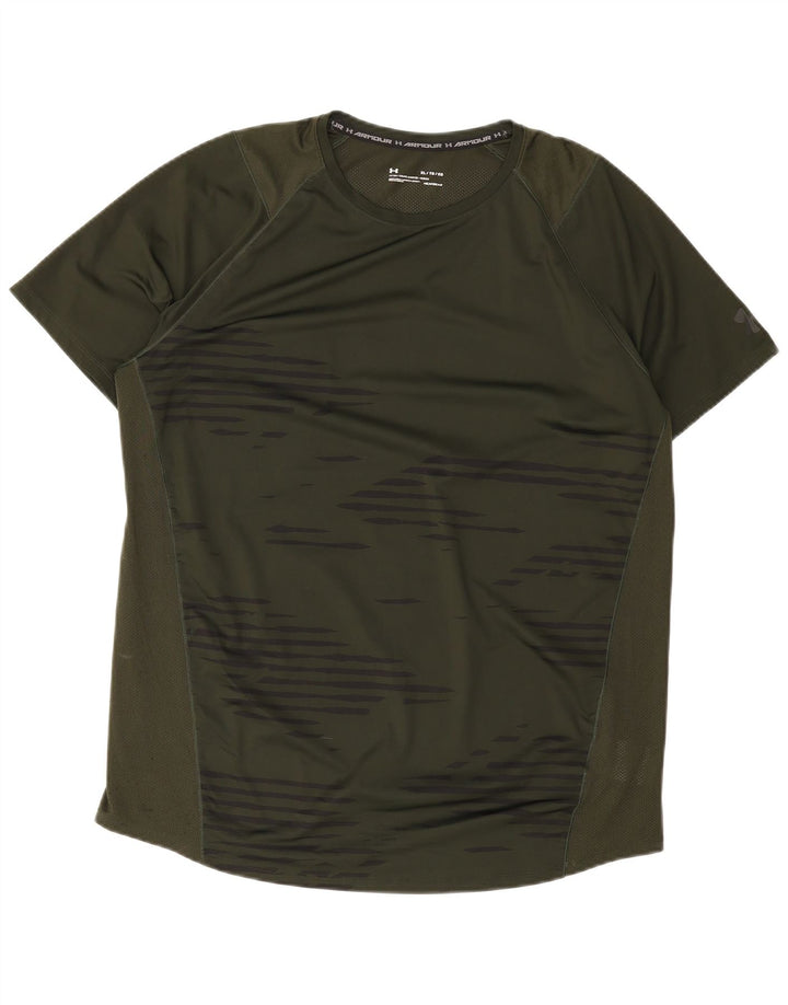 Under Armour Herre T-Shirt Top XL Grøn Stribet Polyester