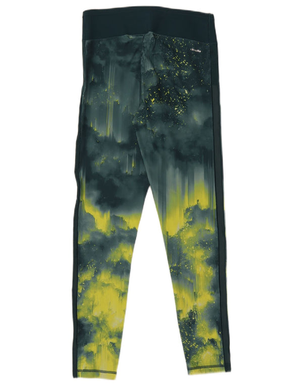 Adidas Womens Climalite Leggings UK 8/10 Small Green Tie Dye