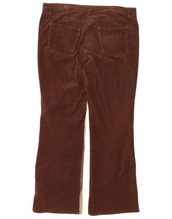 Vintage Dame Bootcut Corduroy Bukser UK 18 XL W38 L30 Brun Colourblock