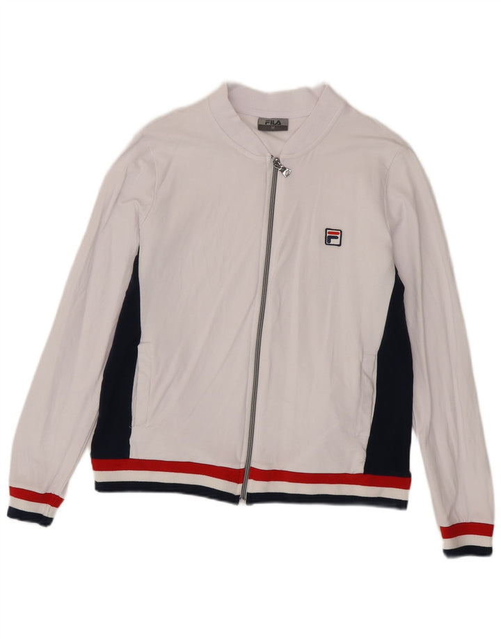 Fila træningsdragt topjakke til kvinder UK 14 Medium White Colourblock Bomuld