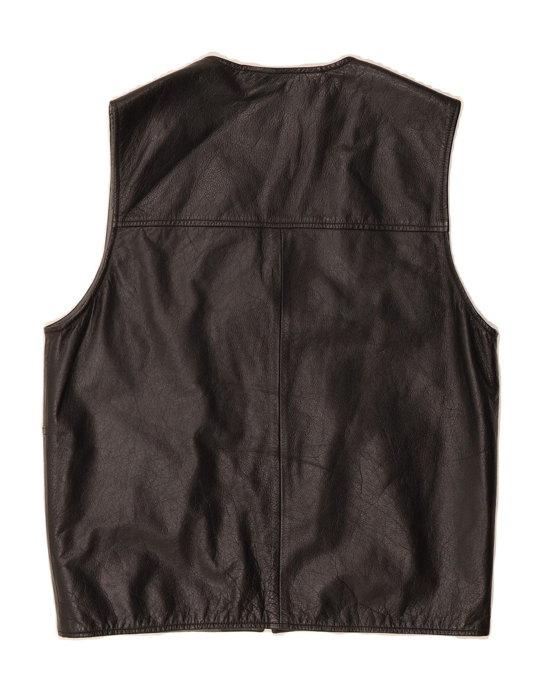 VIA CORTESA Mens Leather Gilet IT 50 Large Black Leather Vintage Via Cortesa and Second-Hand Via Cortesa from Messina Hembry 