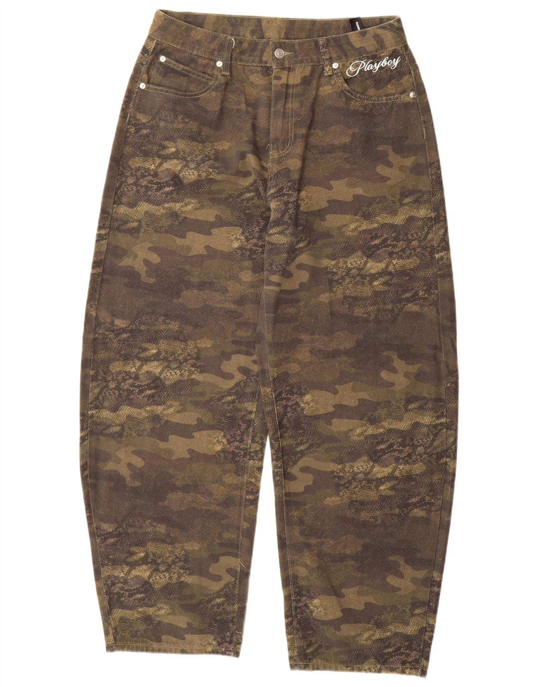 Playboy x Sumwon Dame Grafiske Tapered Jeans Medium W32 L31 Khaki