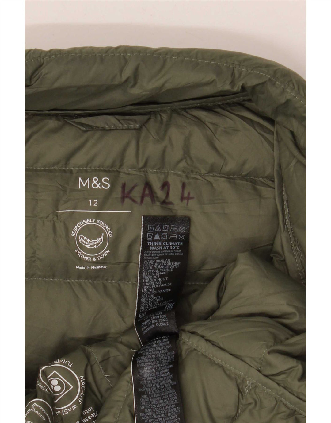 Marks & Spencer Polstret jakke til kvinder UK 12 Mellemgrøn polyamid