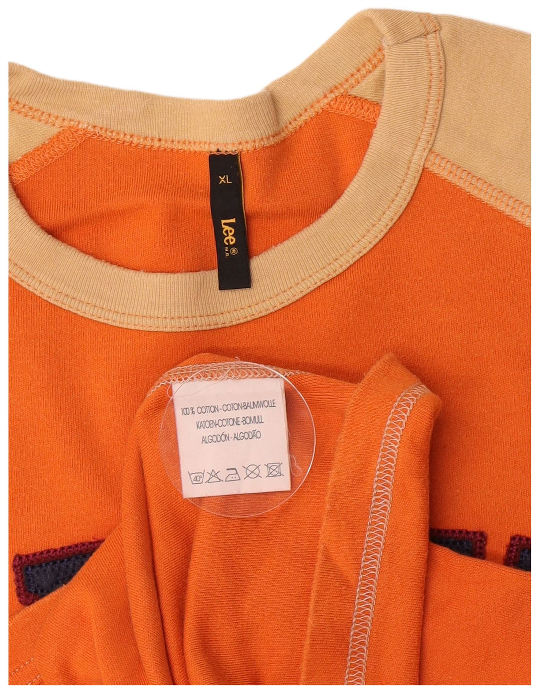 Lee Herre Grafisk Top Langærmet XL Orange Colourblock Bomuld