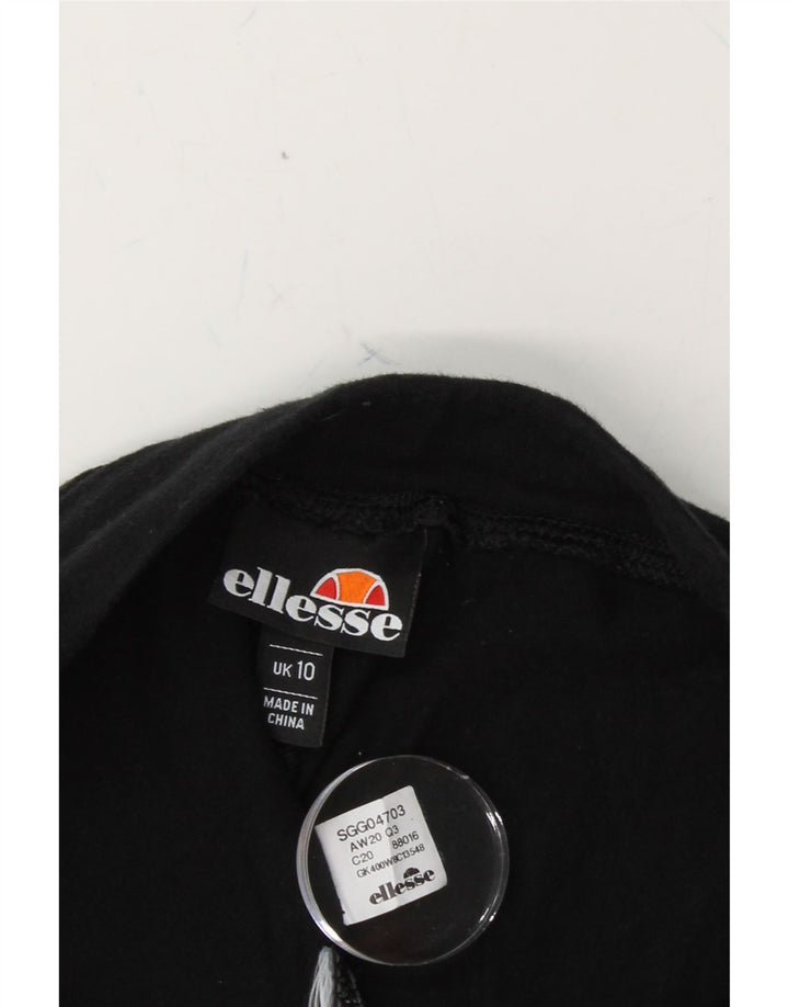 ELLESSE Womens Graphic Leggings UK 10 Small Black Vintage Ellesse and Second-Hand Ellesse from Messina Hembry 