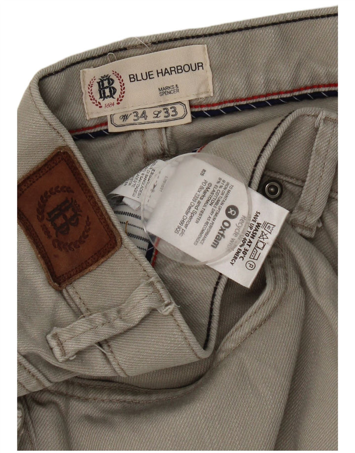 Marks & Spencer Herre Blue Harbor Straight Jeans W34 L33 Grå Bomuld