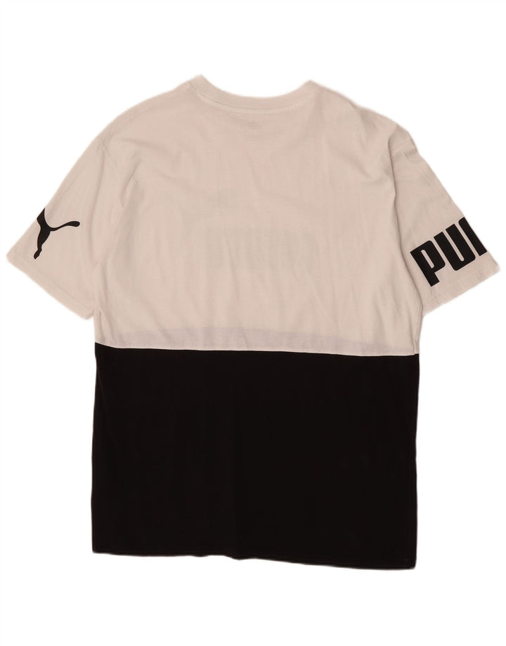 Puma Herre grafisk T-shirt Top Medium Sort Colourblock Bomuld