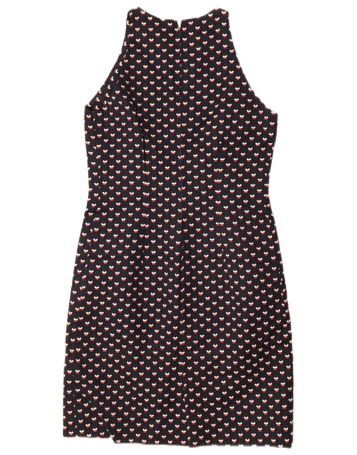 VINTAGE Kvinders 3-knap 2-delt sæt UK 12 Medium Navy Blue Spotted