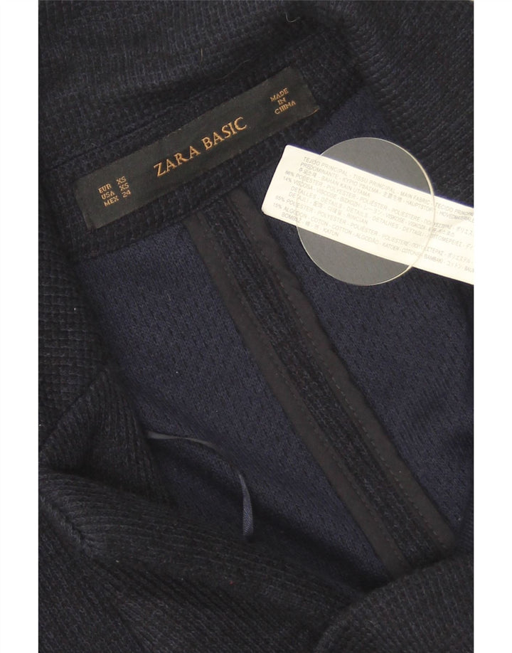 Zara Dame Oversized 1 Knap Blazer Jacket UK 6 XS Navy Blue Polyester