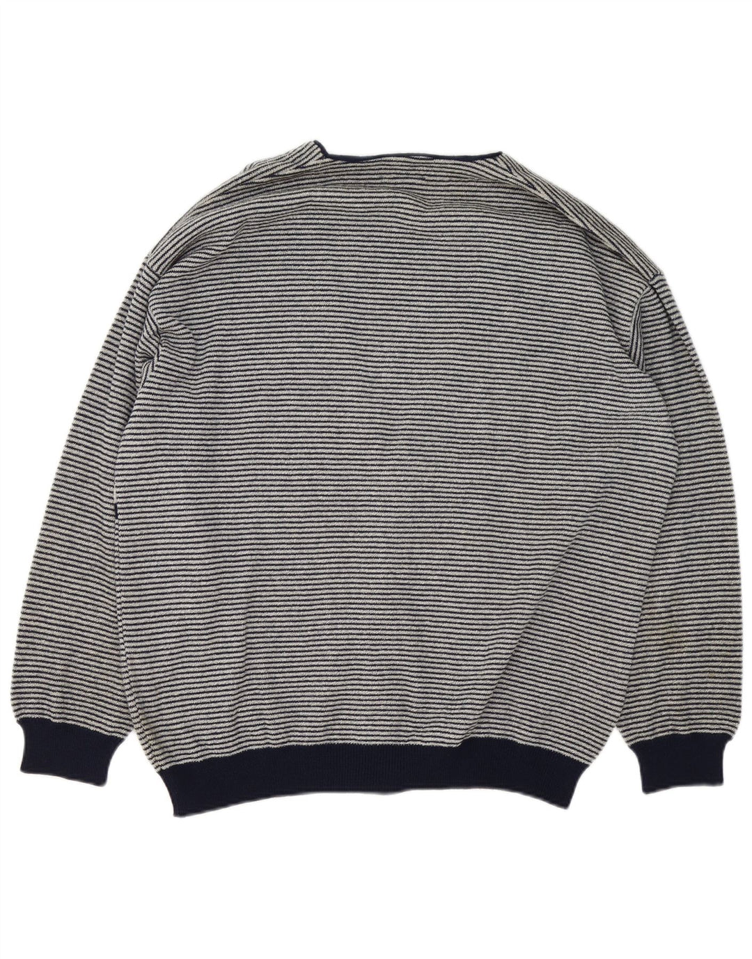 Umberto Severi Herre cardigan sweater Stor grå stribet uld