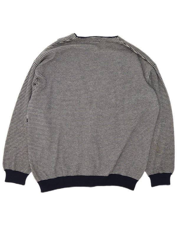 Umberto Severi Herre cardigan sweater Stor grå stribet uld