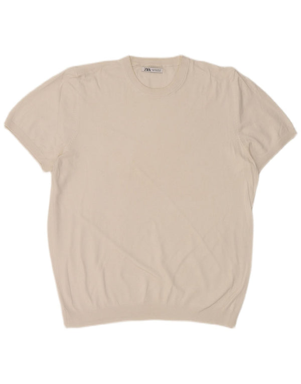 Zara Herre T-Shirt Top Medium Hvid