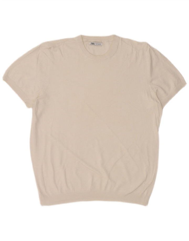 Zara Herre T-Shirt Top Medium Hvid