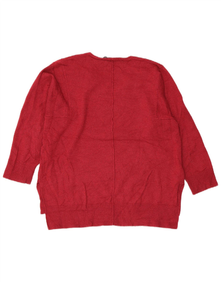 FRANSK FORBINDELSE Dame V-hals sweater UK 10 Small Burgundy