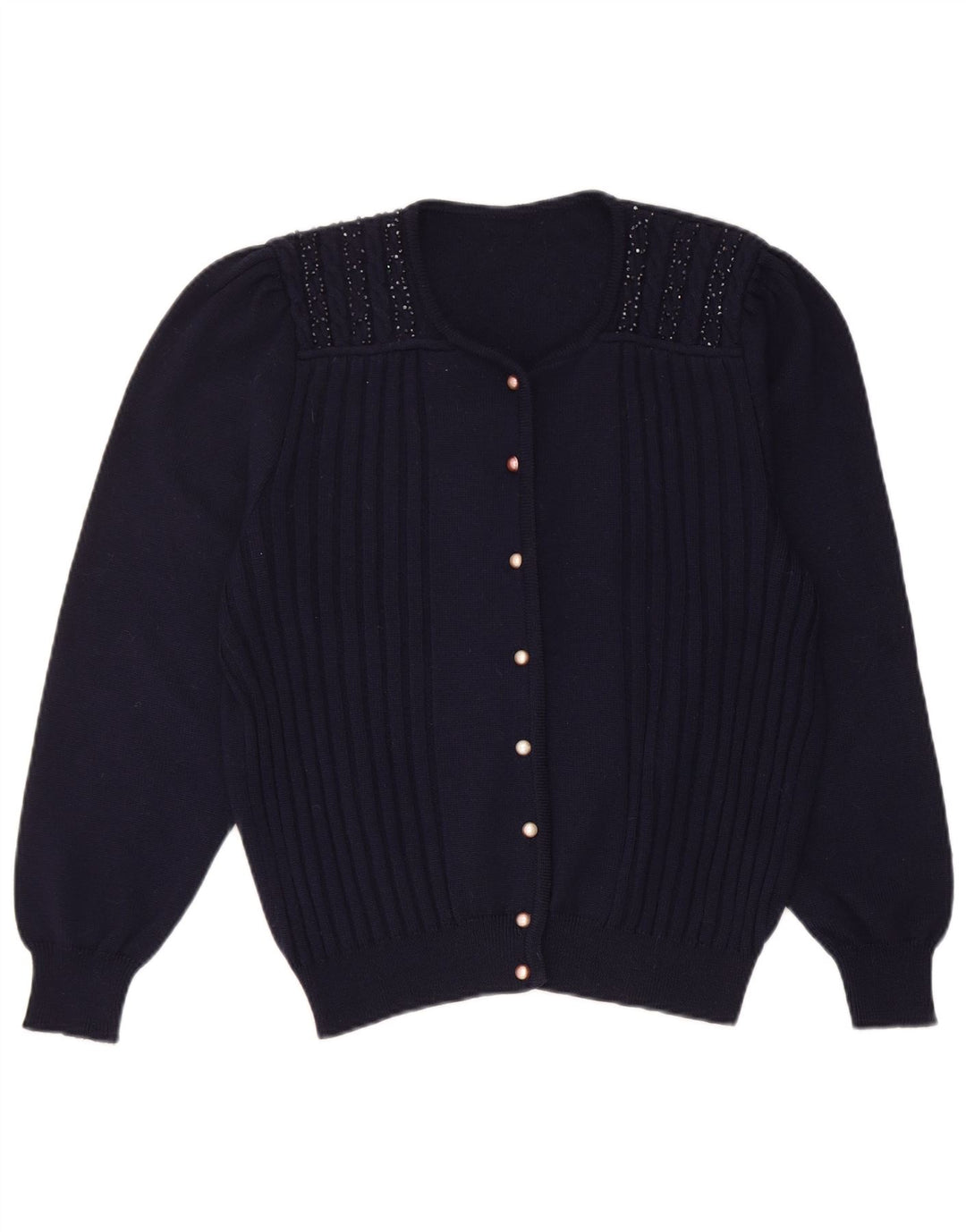 Vintage dame cardigan sweater UK 14 Medium Navy Blue