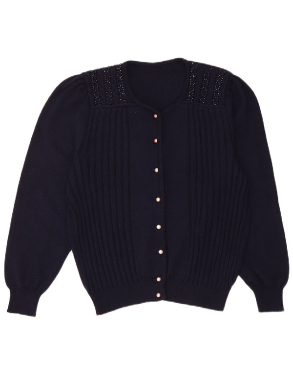 Vintage dame cardigan sweater UK 14 Medium Navy Blue