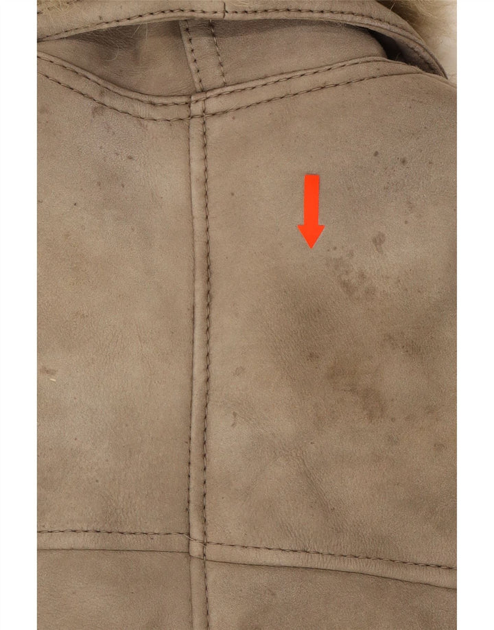 VINTAGE Womens Shearling Jacket IT 44 Medium Grey Shearling Vintage Vintage and Second-Hand Vintage from Messina Hembry 