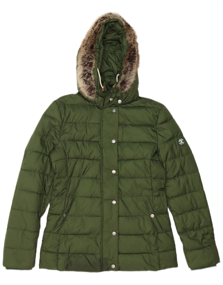 BARBOUR Womens Hooded Padded Jacket UK 10 Small Green Polyester